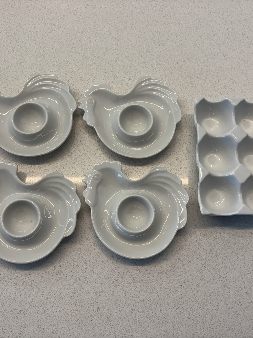Eggs Gone Wild - White Ceramic Chicken Egg Holders Set